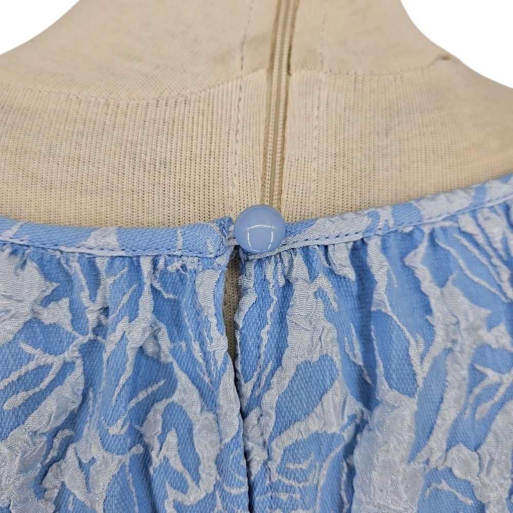 NY&C New York Company Shift Dress Blue Floral Long Sleeve Button Back Medium - Picture 5 of 8
